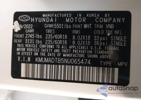 2022 Genesis Gv70 2.5T Awd z USA, uszkodzony, nr VIN KMUMADTB5NU065474